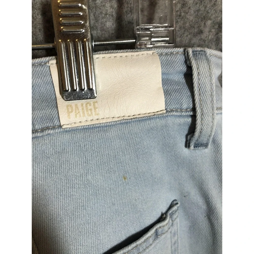 Paige Leenah Jeans Womens 33 Blue High Rise Wide Leg Light Wash Denim Stretch